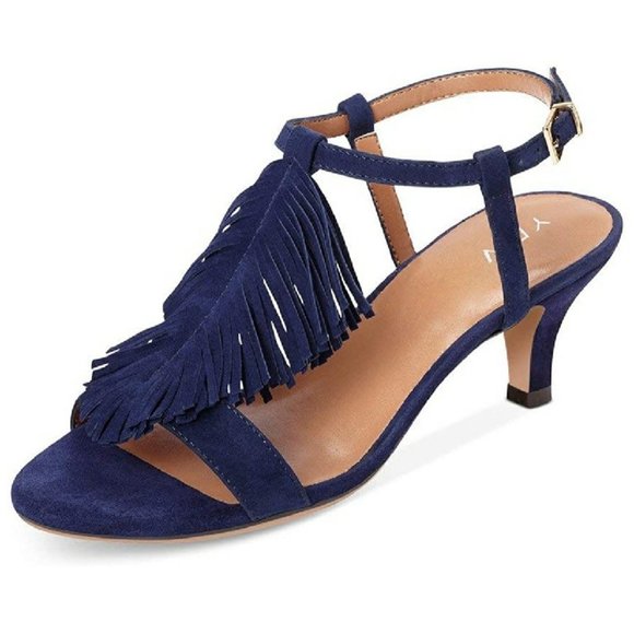 YDN Shoes - YDN Women Kitten Heel Fringes Slingback Sandals